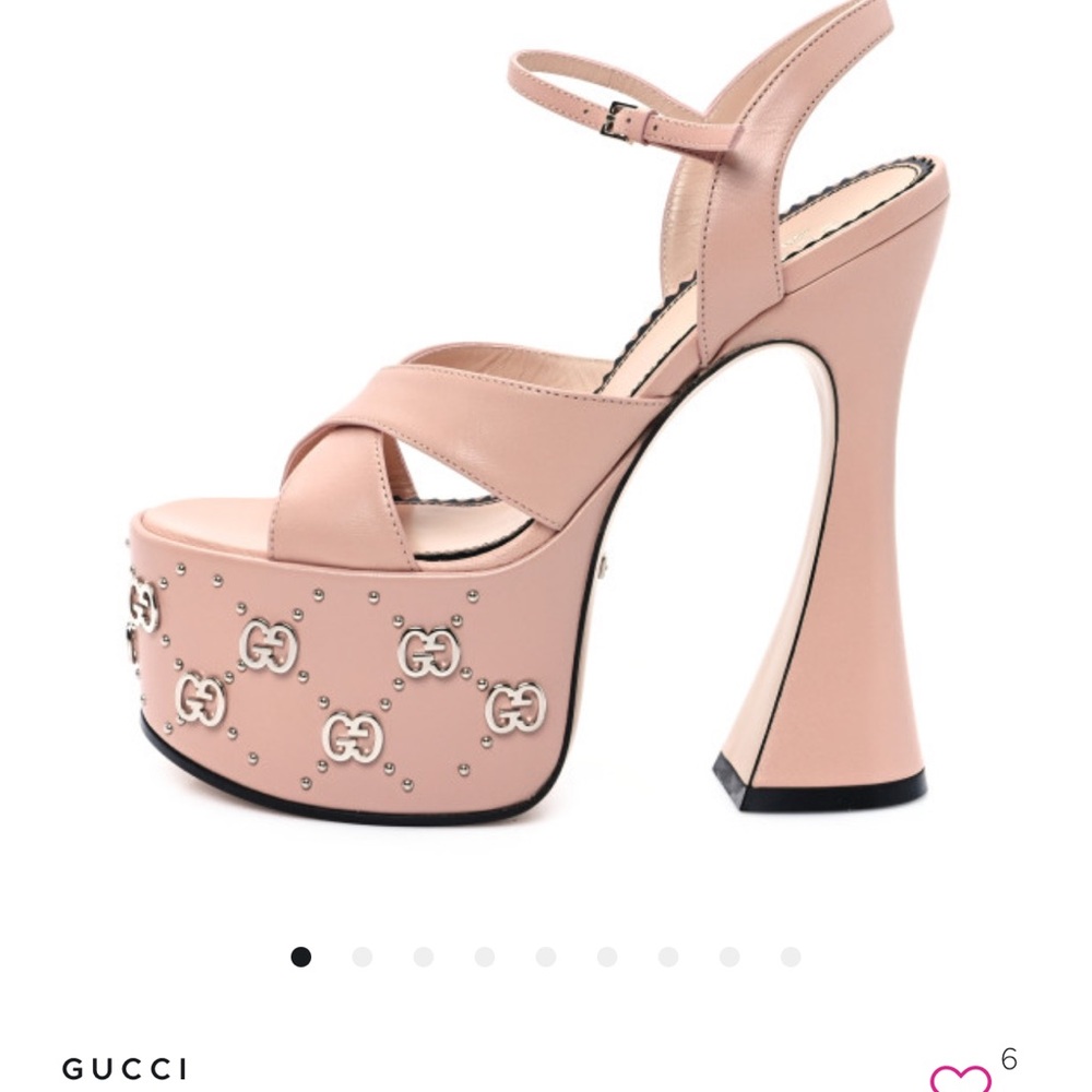 Malaga Kid Interlocking G Studs 155mm Platform Sandals 35 Perfect Pink